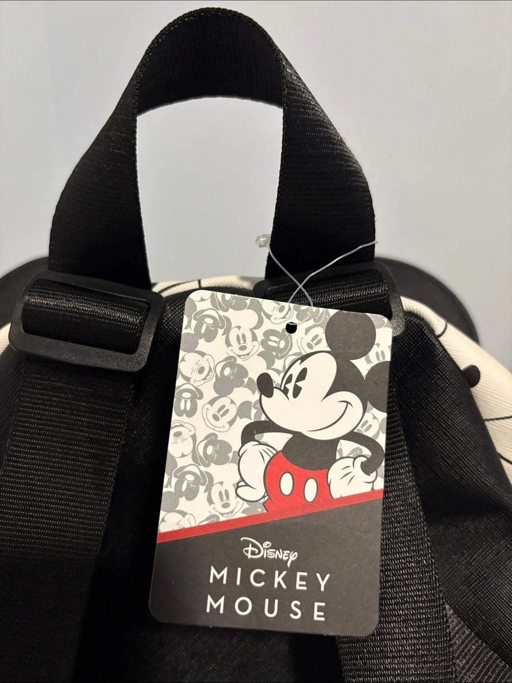 Disney Cream Mini Backpack with Black Mickey Print and Ears Brand New With Tags